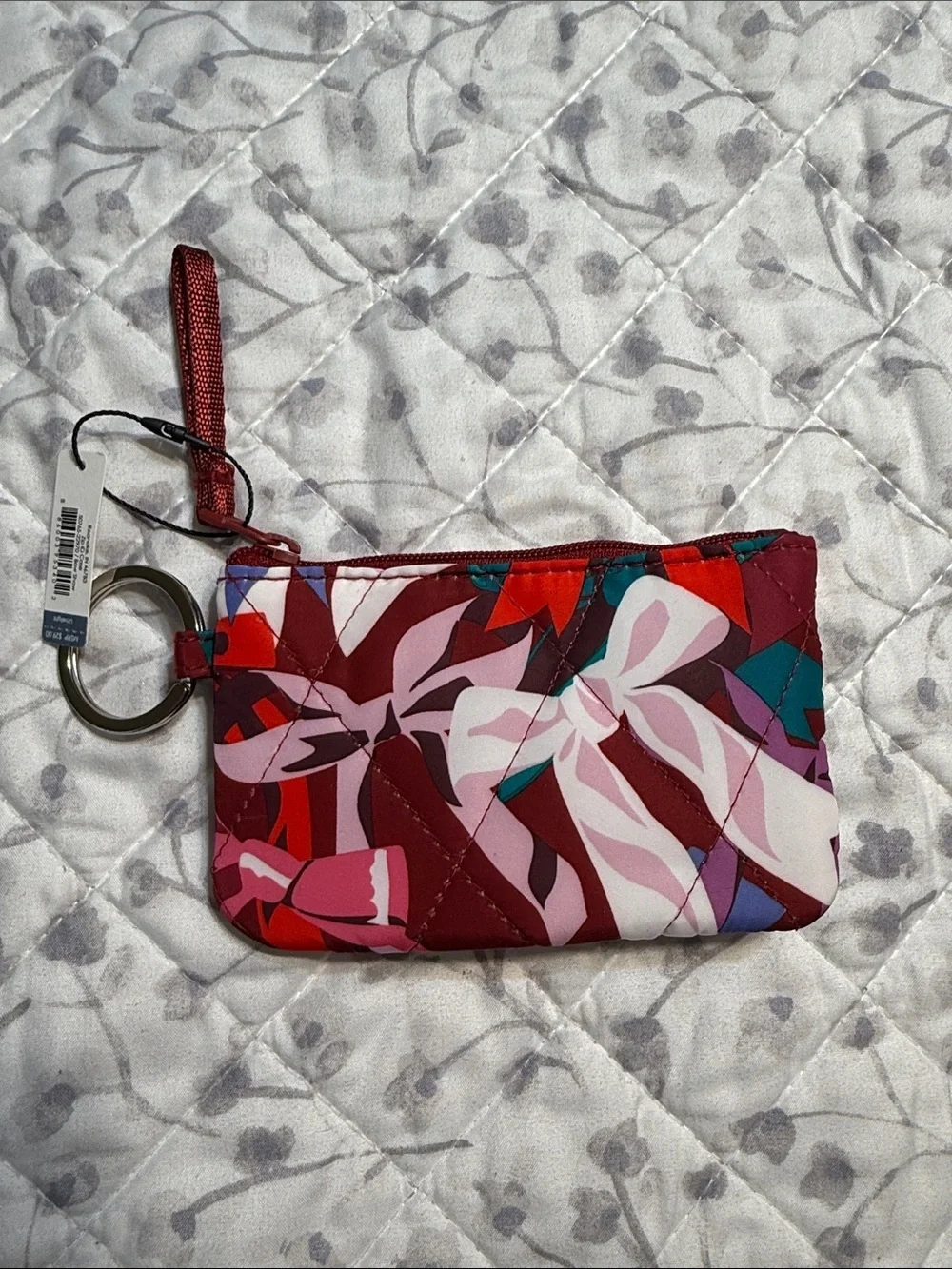 Vera Bradley Floral Print Wristlet Key Pouch — Red Pink